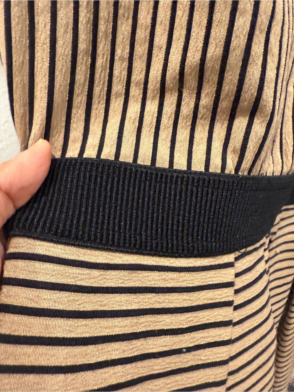 Eva Mendes NY&Co Freya Sleeveless Black & Tan Striped Fit-and-Flare Dress Medium - Picture 5 of 9